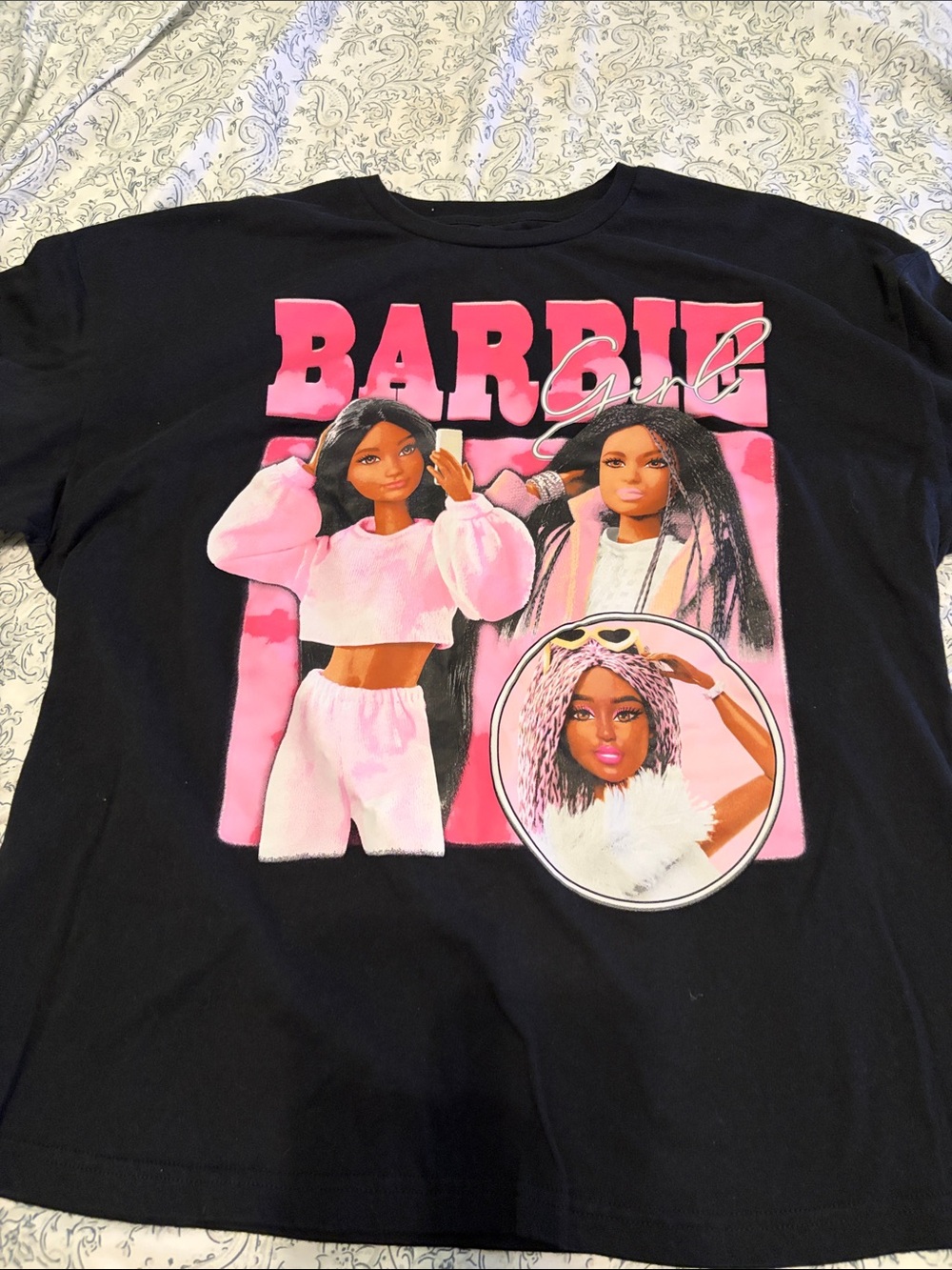 Fashion Nova Barbie Girl Black Tee with Pink Graphic